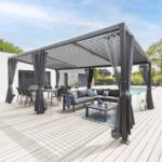 Skynox Serisi Antrasit – Çiftli Modül Bioklimatik Pergola (Perdeli)